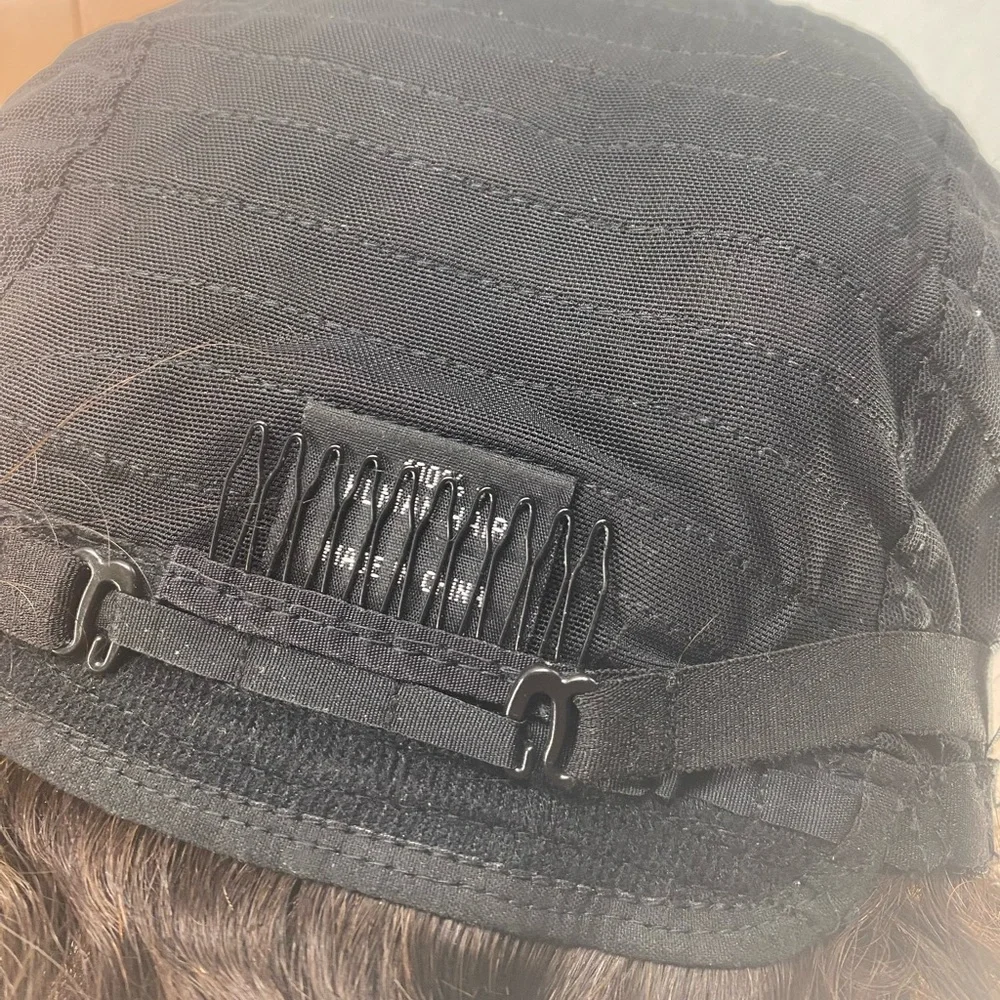 Curly Brown Human Hair Afro Wig - Picture 8 of 8